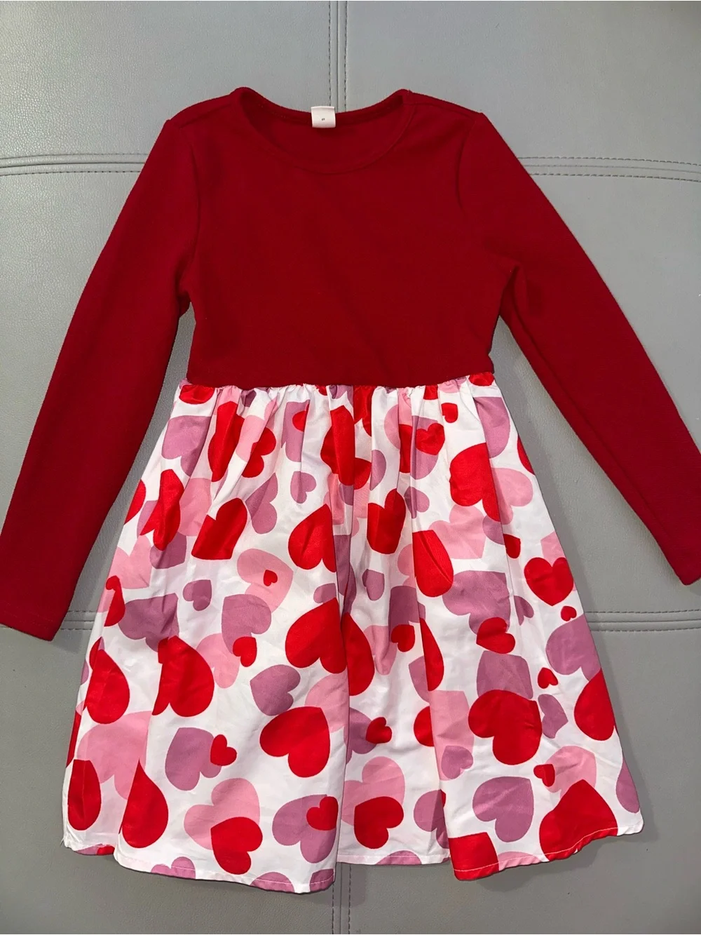 SHEIN Red Long-Sleeve Dress with Pink & Red Heart Skirt